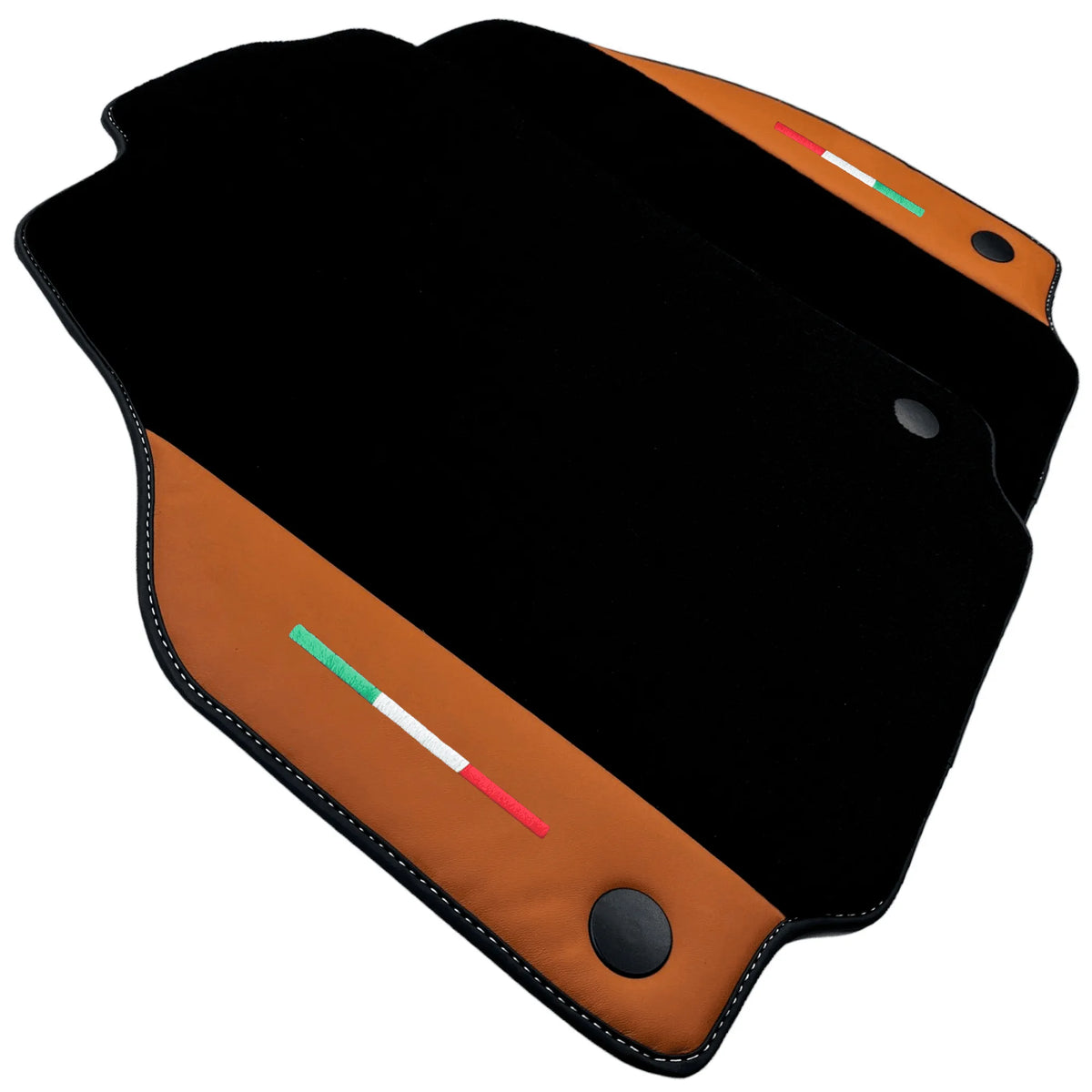 Black Floor Mats for Ferrari 458 Italia (2009-2015) with Cuoio Nappa Leather - AutoWin