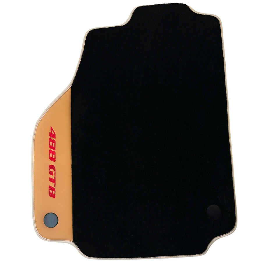 Black Floor Mats For Ferrari 488 GTB (2015-2022) with Beige Nappa Leather - AutoWin