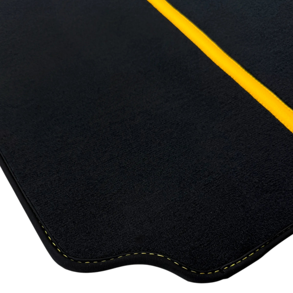 Black Floor Mats For Ferrari 488 Pista 2019-2021 With Yellow Leather
