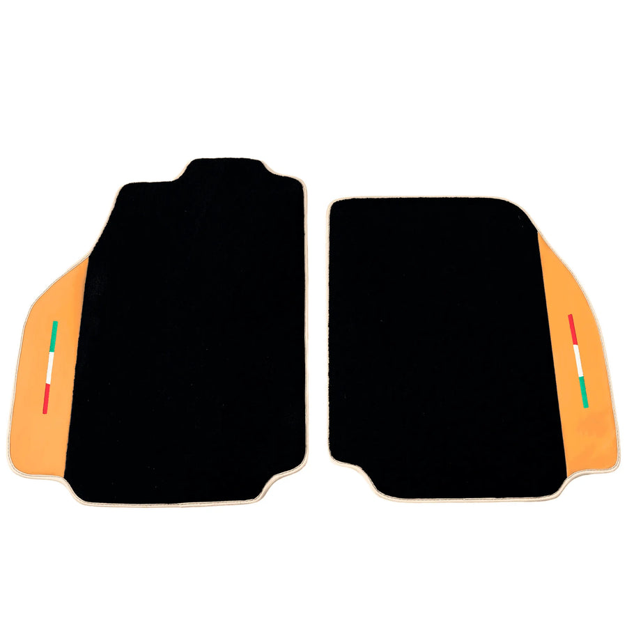 Black Floor Mats For Ferrari 488 Pista Spider (2019-2021) with Beige Nappa Leather