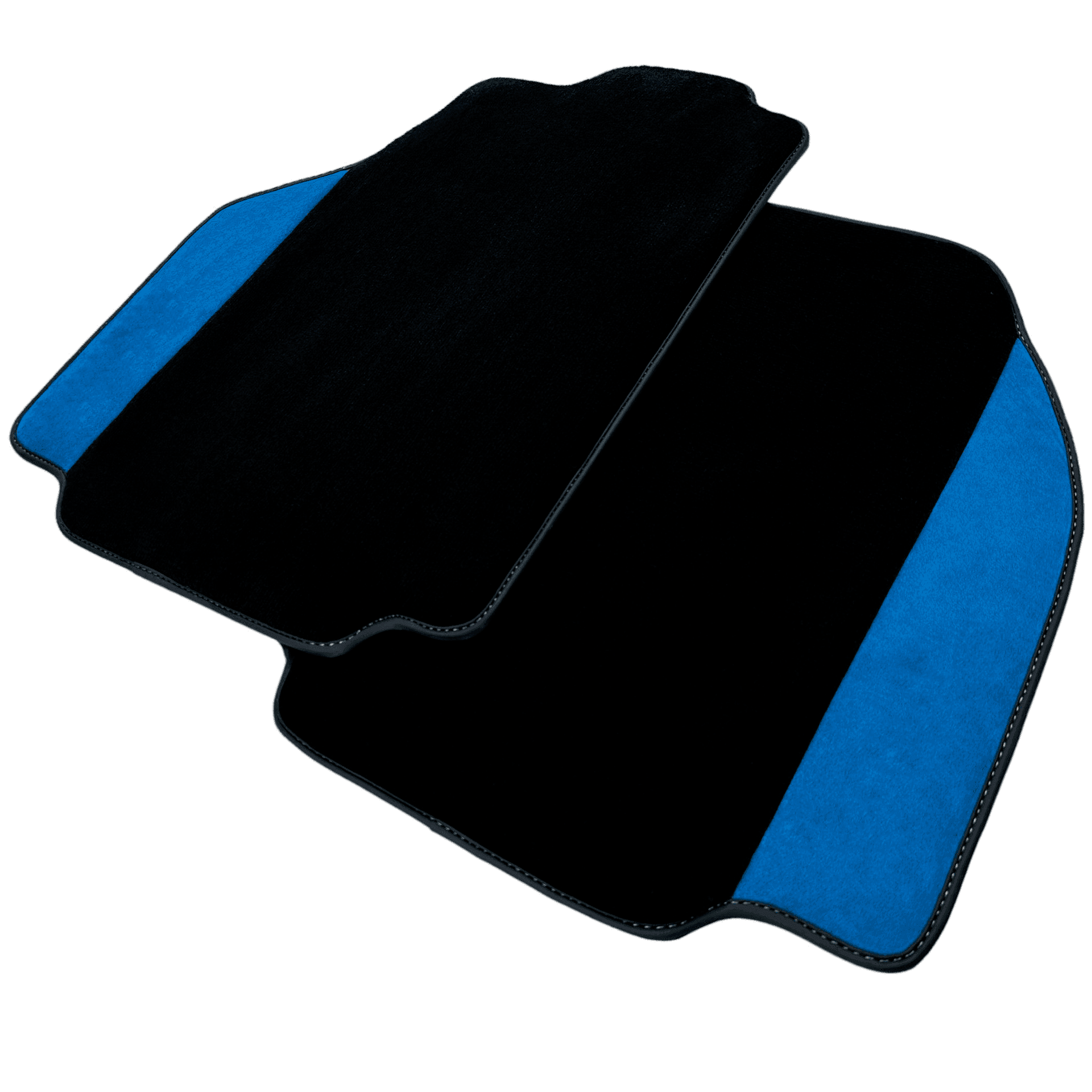 Black Floor Mats For Ferrari 488 Pista Spider 2019-2021 With Blue Alcantara Leather