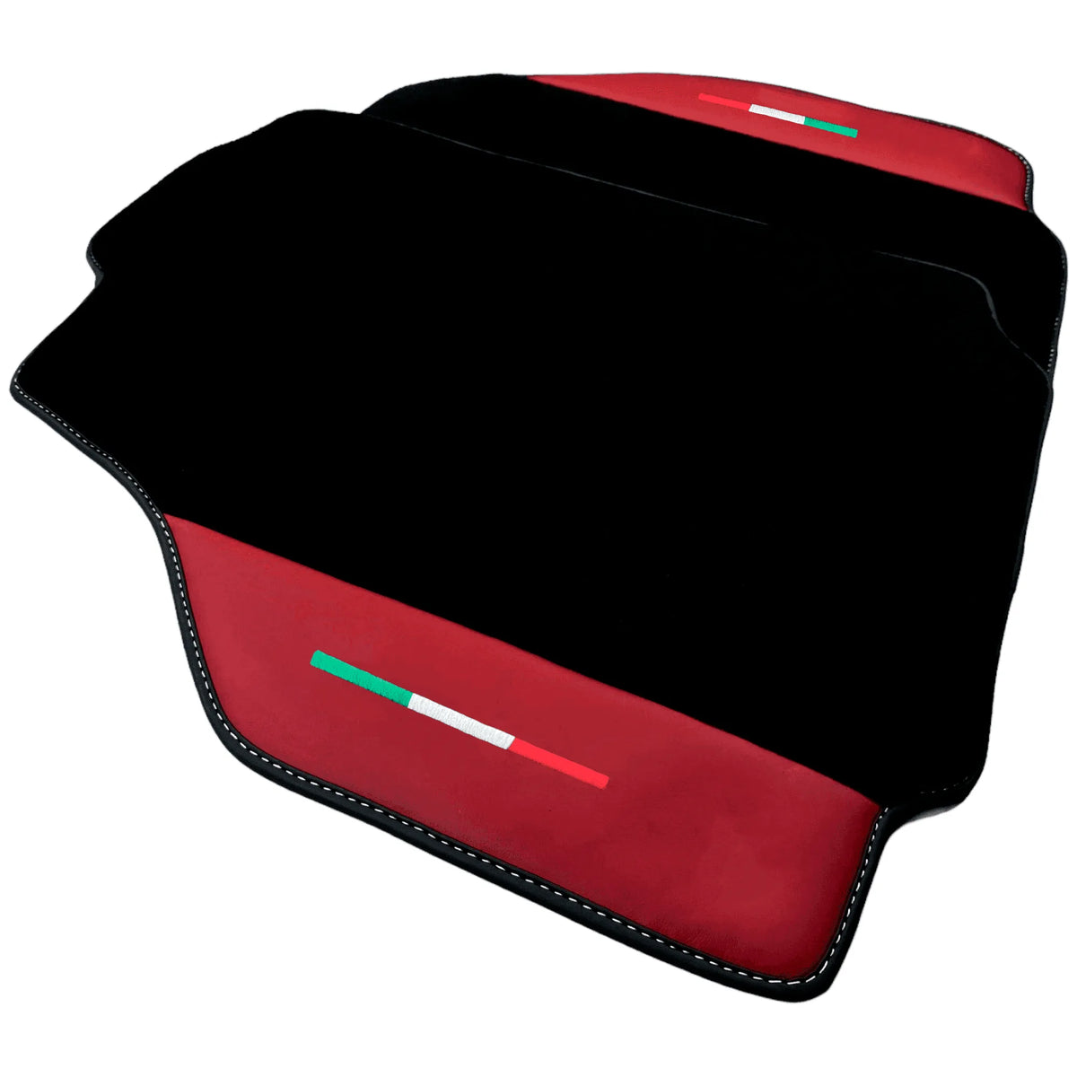 Black Floor Mats for Ferrari 488 Pista Spider (2019-2021) with Bordeaux Nappa Leather | Italian Edition