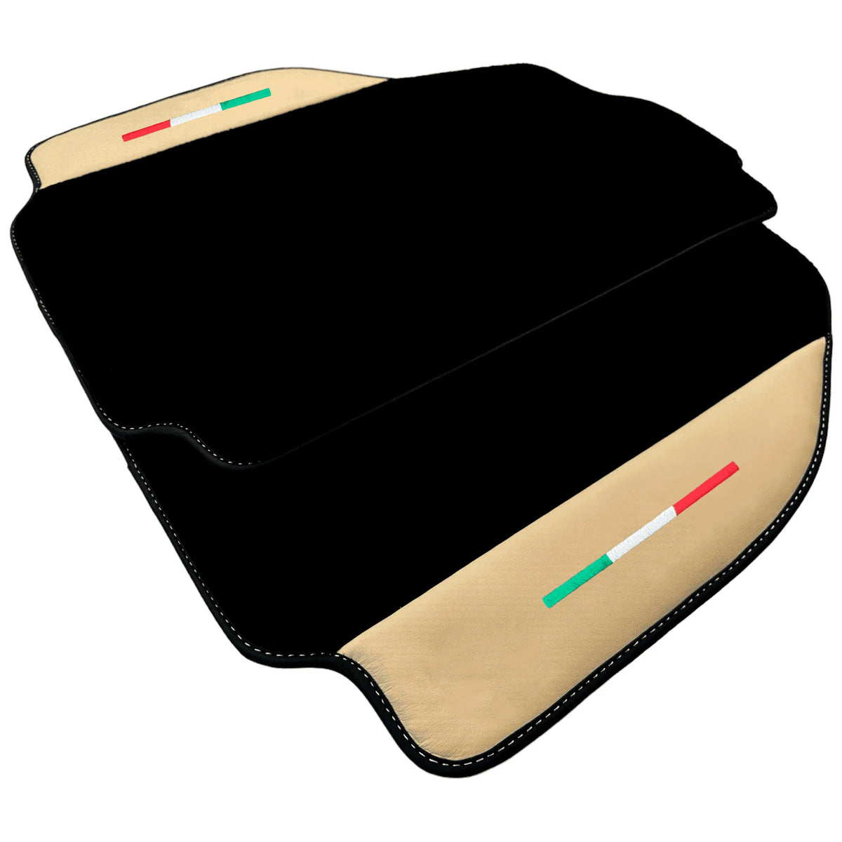 Black Floor Mats for Ferrari 488 Pista Spider (2019-2021) with Crema Nappa Leather