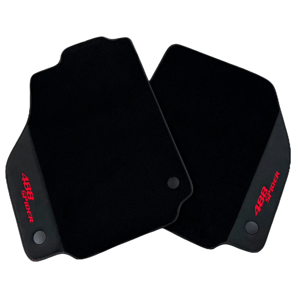Black Floor Mats for Ferrari 488 Spider (2016-2022) with Alcantara | Red Sewing