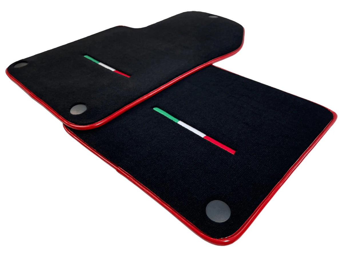 Black Floor Mats For Ferrari 599 Coupe 2006-2012 With Red Trim - AutoWin