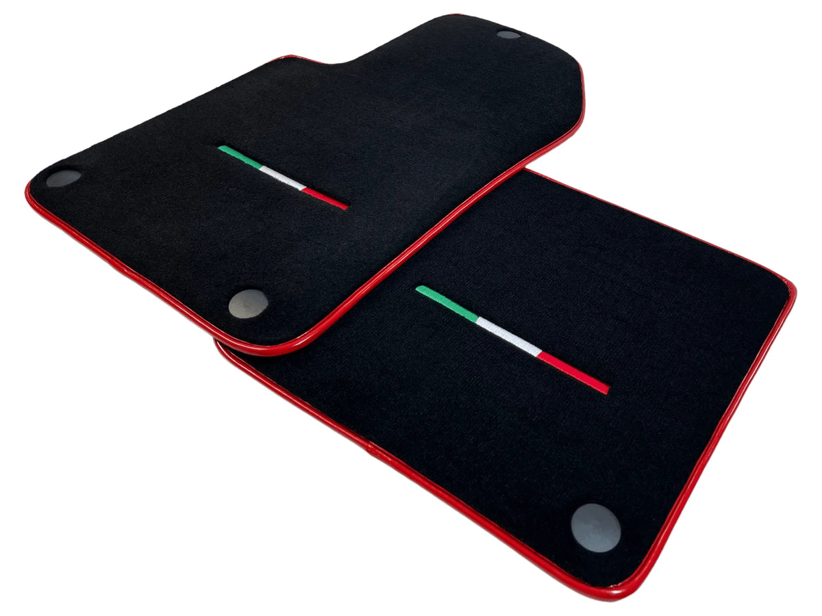 Black Floor Mats For Ferrari 599 Coupe 2006-2012 With Red Trim - AutoWin
