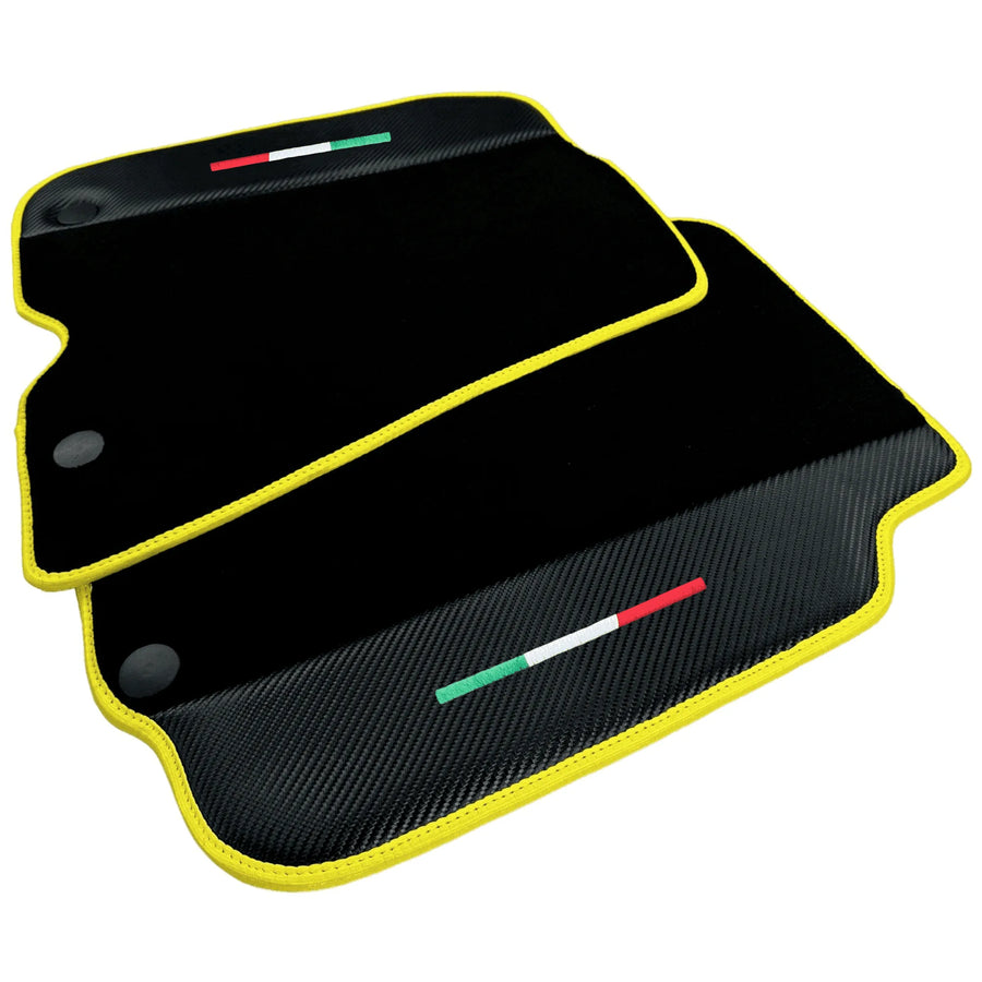 Black Floor Mats for Ferrari 812 GTS (2019-2023) with Carbon Leather