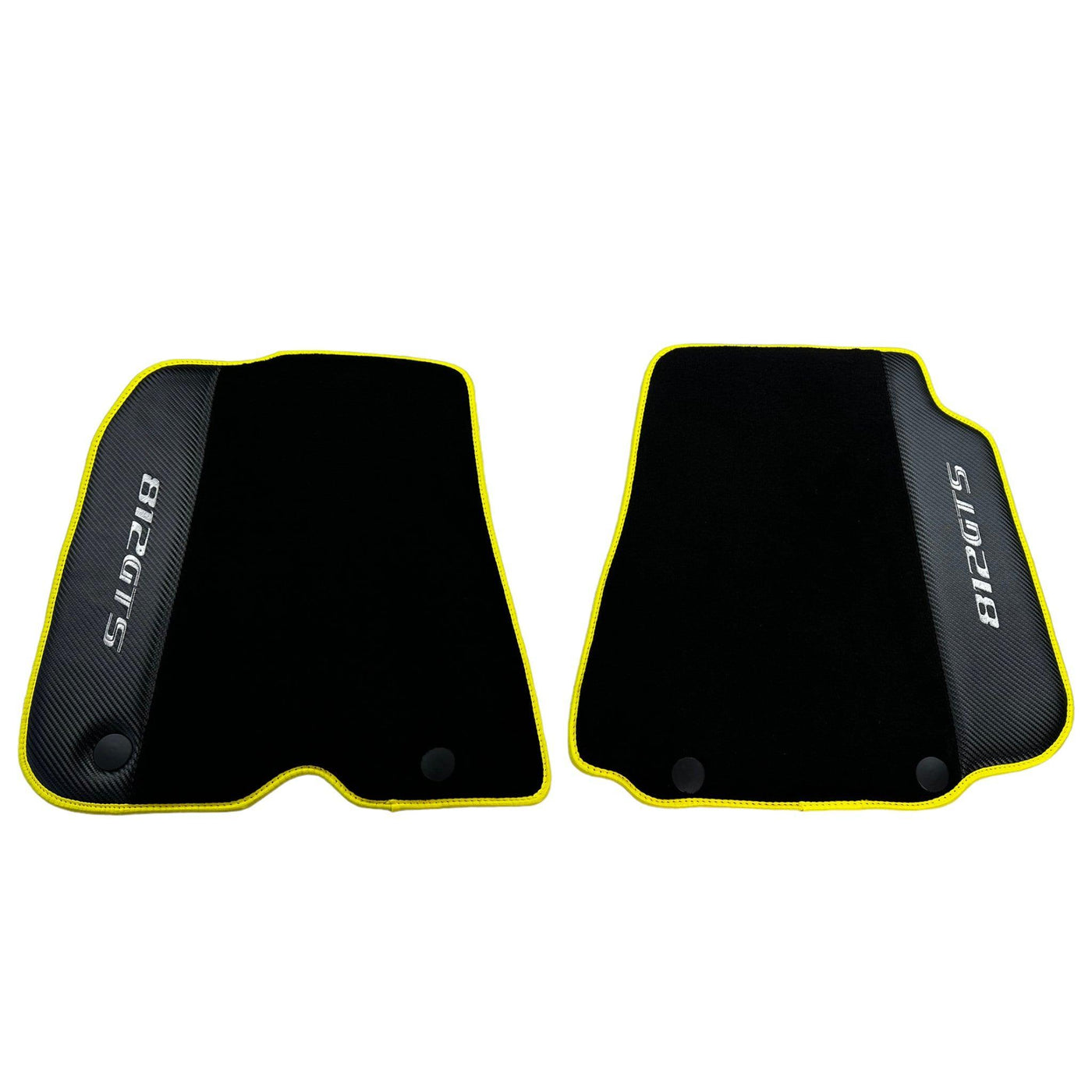 Black Floor Mats for Ferrari 812 GTS (2019-2023) with Carbon Leather - AutoWin