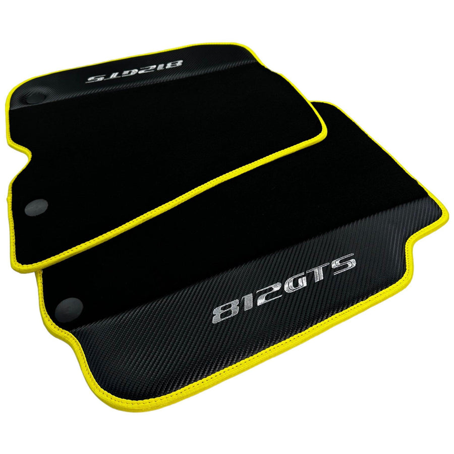 Black Floor Mats for Ferrari 812 GTS (2019-2023) with Carbon Leather - AutoWin