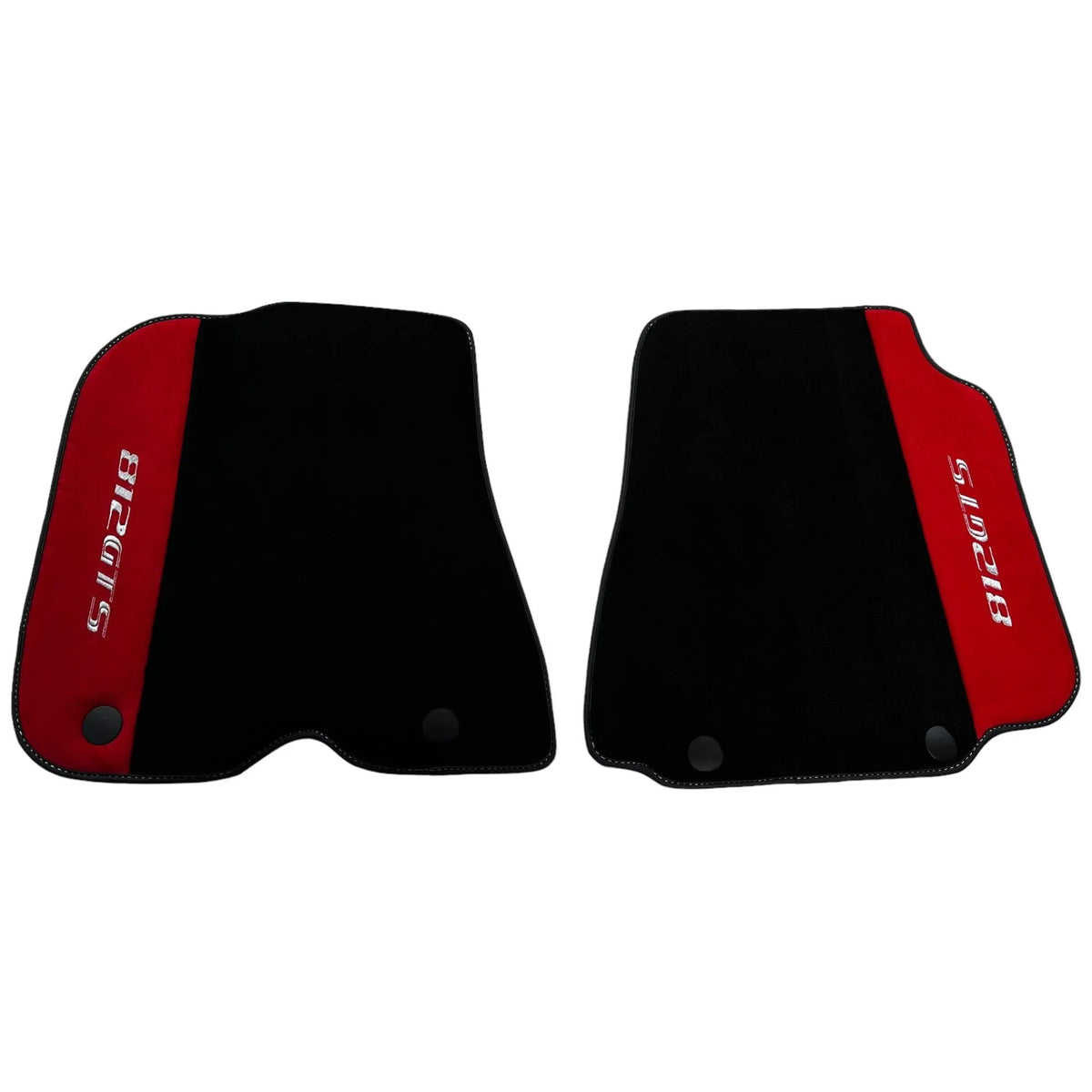 Black Floor Mats for Ferrari 812 GTS (2019-2023) with Red Alcantara Leather - AutoWin