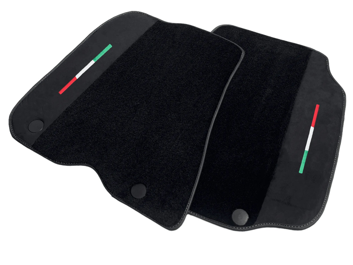 Black Floor Mats For Ferrari 812 Superfast (2018-2023) With Alcantara Leather Yellow Edition