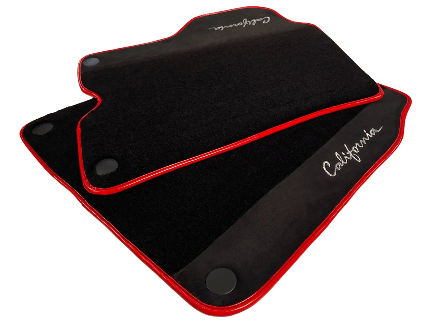 Black Floor Mats For Ferrari California 2008-2014 With Alcantara Red Trim - AutoWin