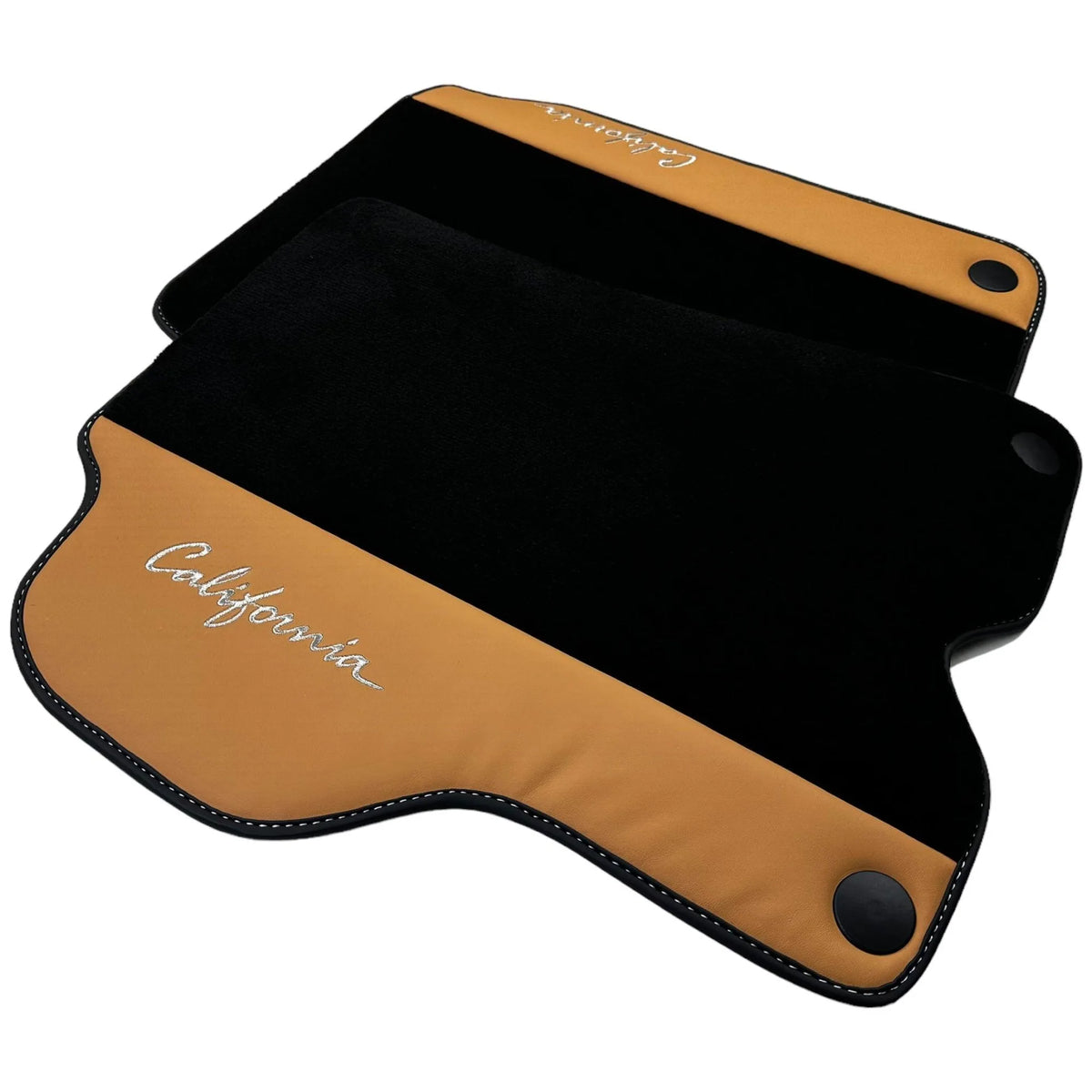 Black Floor Mats for Ferrari California (2008-2014) with Beige Tradizione Nappa Leather - AutoWin