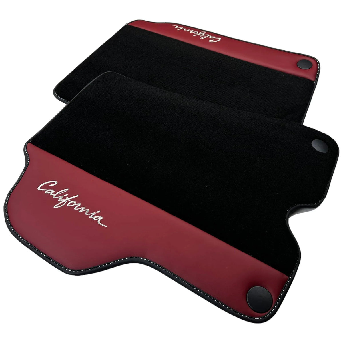 Black Floor Mats for Ferrari California (2008-2014) with Bordeaux Nappa Leather - AutoWin