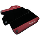 Black Floor Mats for Ferrari California (2008-2014) with Bordeaux Nappa Leather - AutoWin