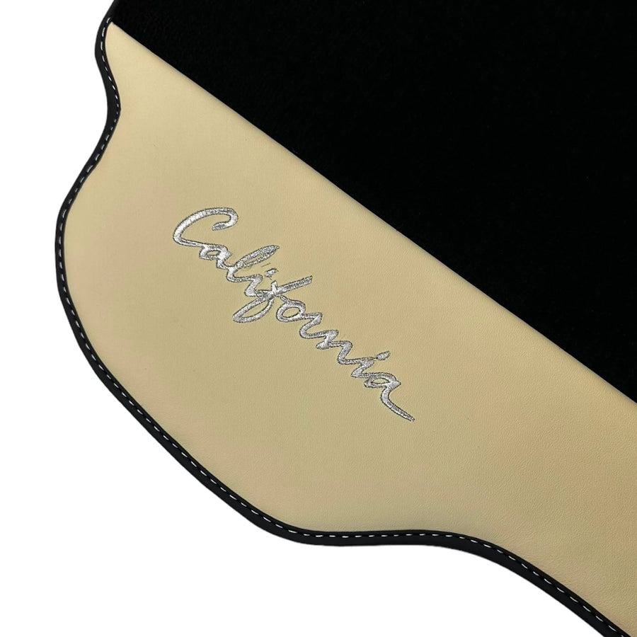 Black Floor Mats for Ferrari California (2008-2014) with Crema Nappa Leather - AutoWin