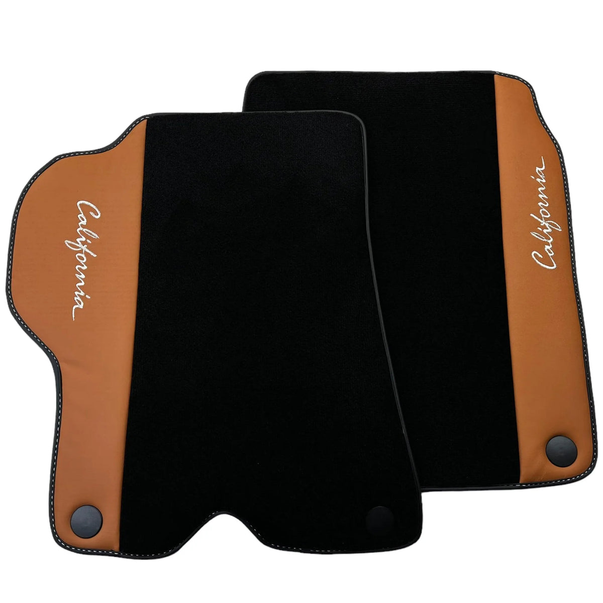 Black Floor Mats for Ferrari California (2008-2014) with Cuoio Nappa Leather - AutoWin
