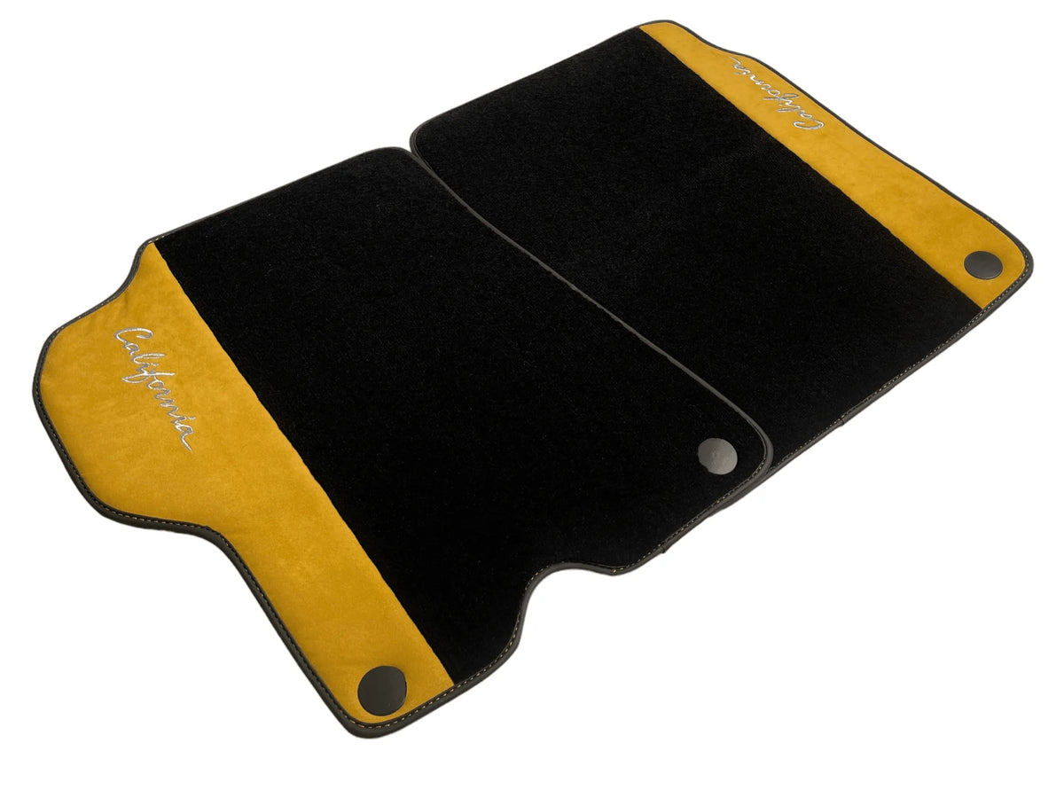 Black Floor Mats For Ferrari California 2008-2014 With Tan Alcantara - AutoWin