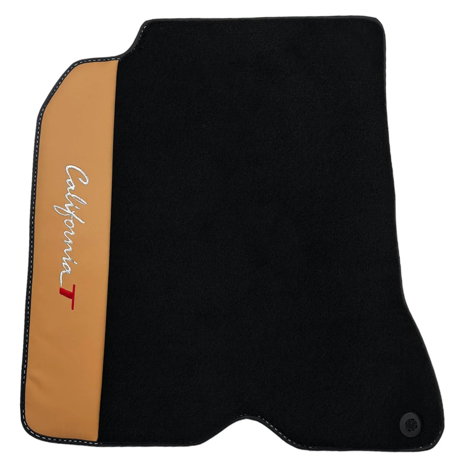 Black Floor Mats for Ferrari California T (2015-2018) with Beige Nappa Leather - AutoWin
