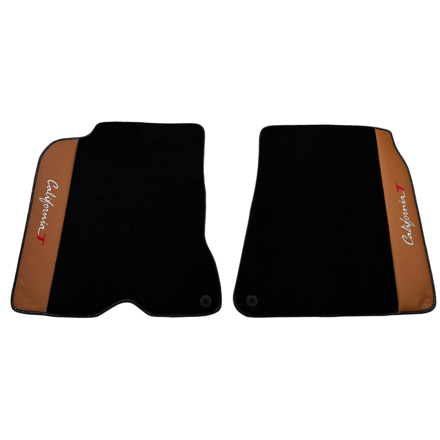 Black Floor Mats for Ferrari California T (2015-2018) with Cuoio Nappa Leather - AutoWin