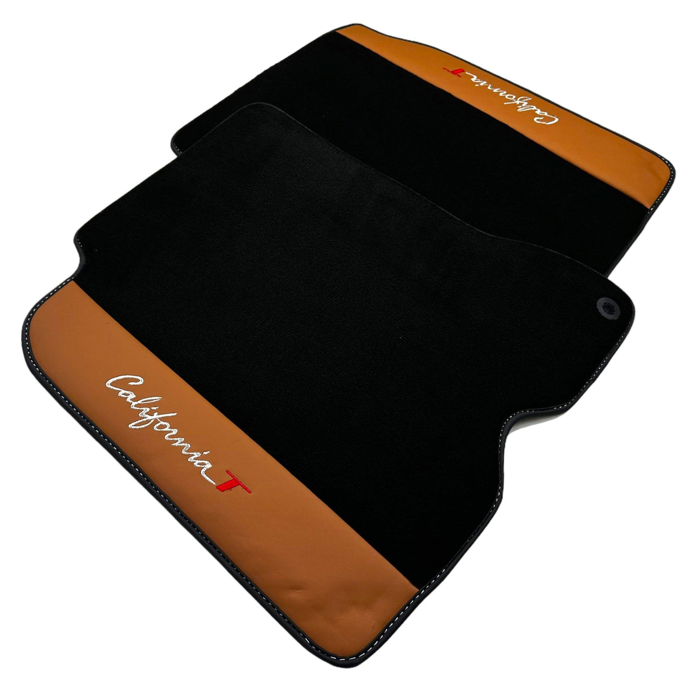 Black Floor Mats for Ferrari California T (2015-2018) with Cuoio Nappa Leather - AutoWin