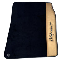 Black Floor Mats for Ferrari California T (2015-2018) with Gold Leather