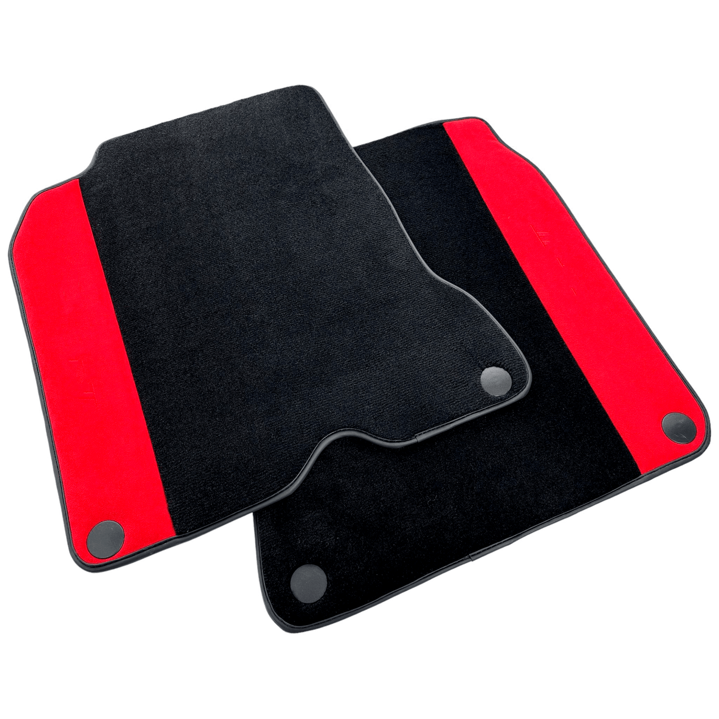 Black Floor Mats For Ferrari California T (2015-2018) with Red Alcantara Leather - AutoWin