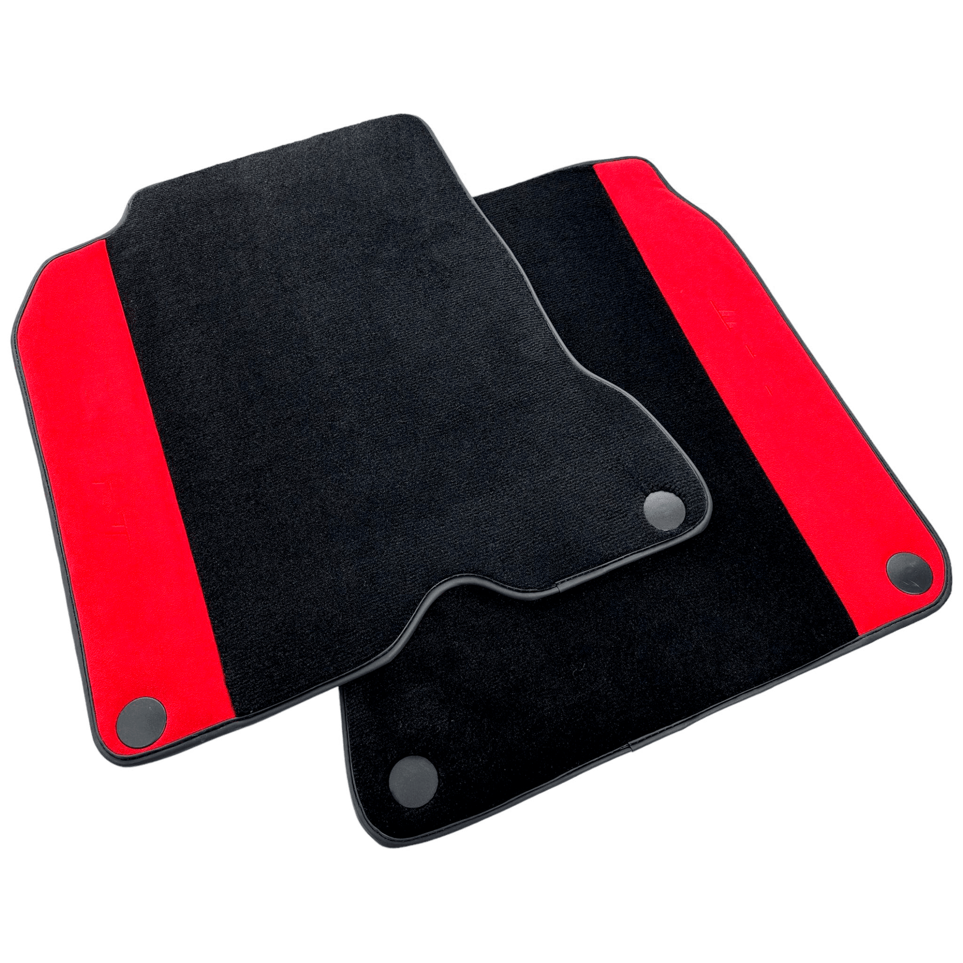 Black Floor Mats For Ferrari California T (2015-2018) with Red Alcantara Leather - AutoWin