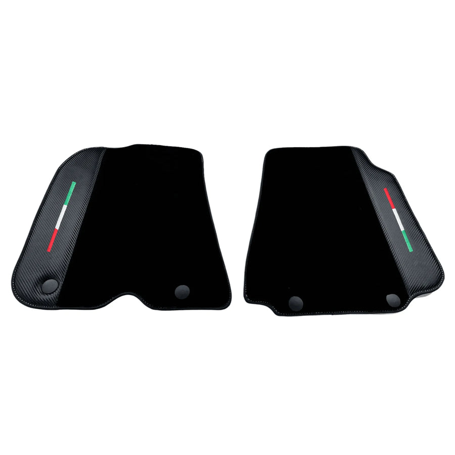 Black Floor Mats for Ferrari F12 Berlinetta (2012-2022) with Carbon Leather - AutoWin