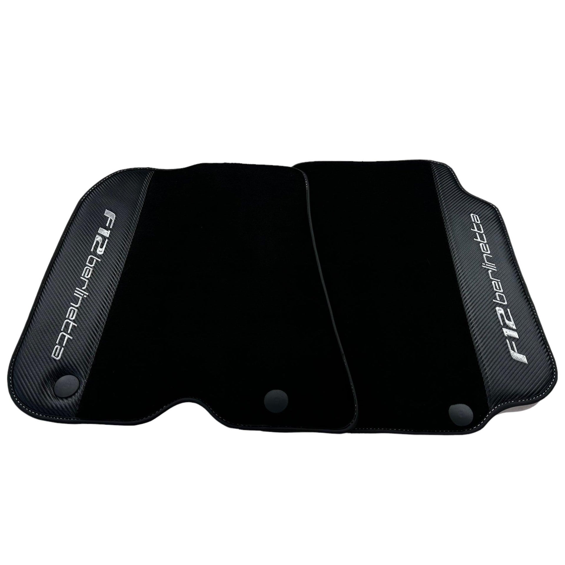 Black Floor Mats for Ferrari F12 Berlinetta (2012-2022) with Carbon Leather - AutoWin