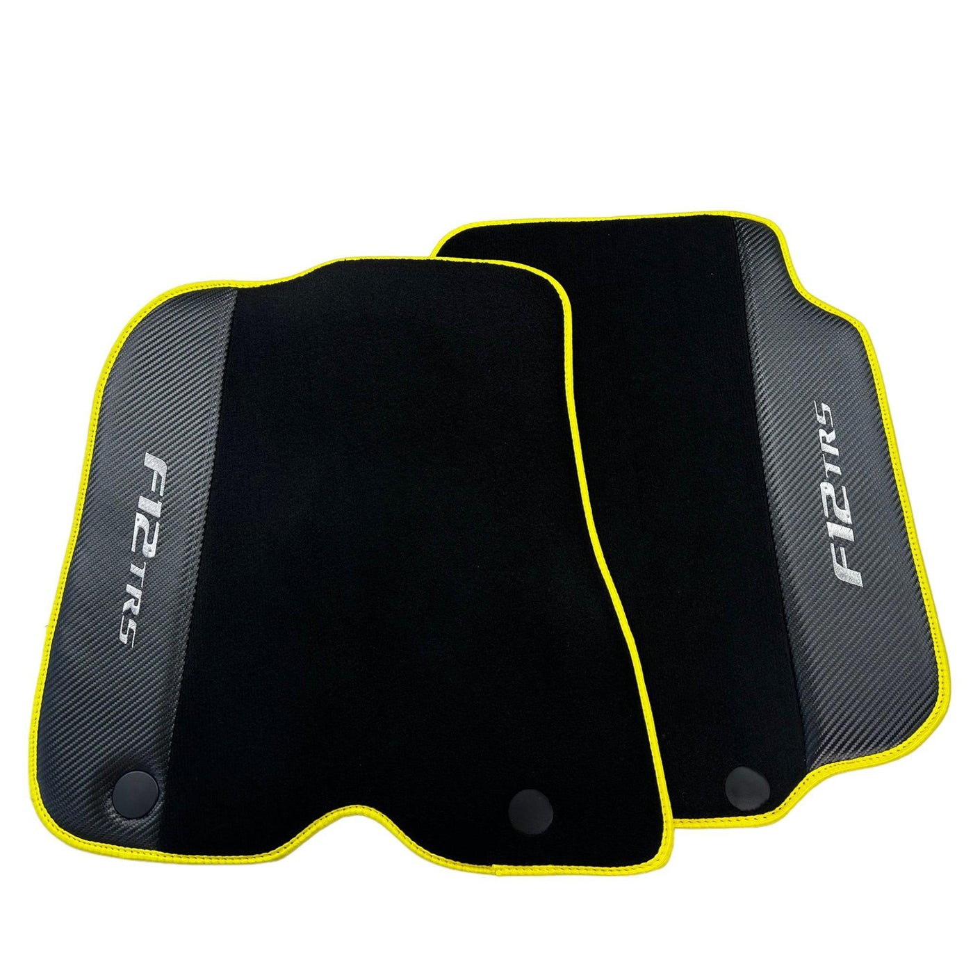 Black Floor Mats for Ferrari F12 TRS (2014) with Carbon Leather - AutoWin