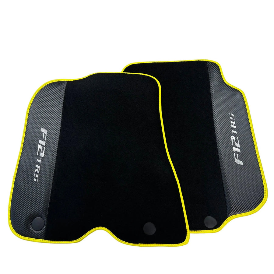 Black Floor Mats for Ferrari F12 TRS (2014) with Carbon Leather - AutoWin