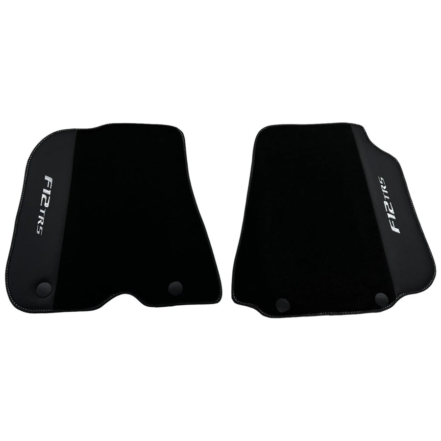 Black Floor Mats for Ferrari F12 TRS (2014) with Leather - AutoWin