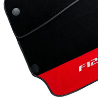 Black Floor Mats for Ferrari F12 TRS (2014) with Red Alcantara Leather - AutoWin