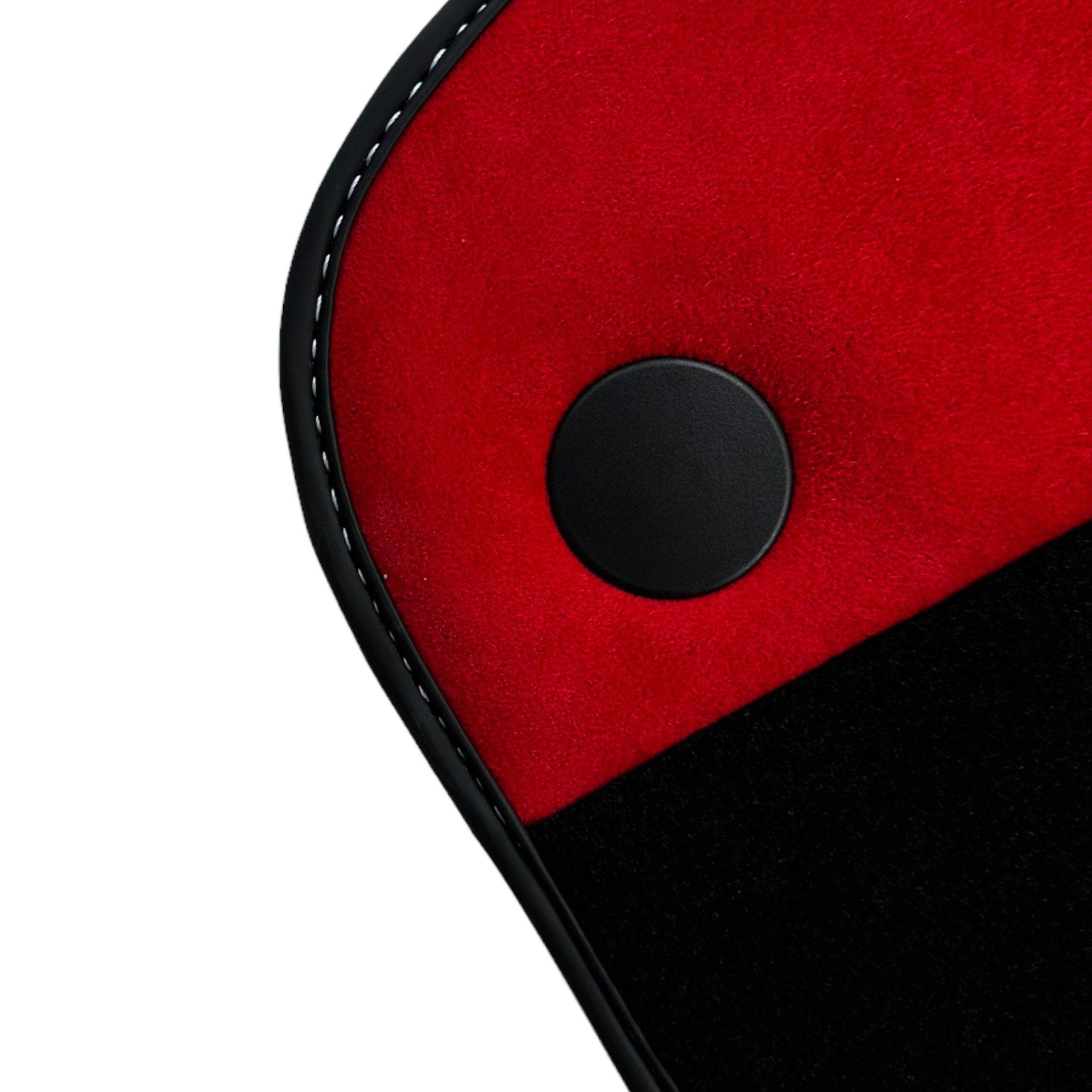 Black Floor Mats for Ferrari F12 TRS (2014) with Red Alcantara Leather - AutoWin