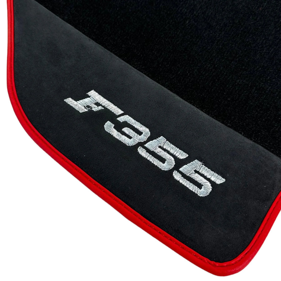 Black Floor Mats For Ferrari F355 1994-1999 With Alcantara Leather - AutoWin