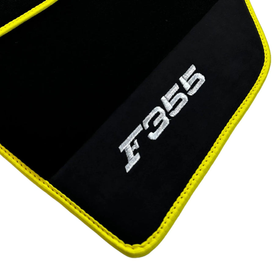 Black Floor Mats For Ferrari F355 1994-1999 With Alcantara Leather - AutoWin