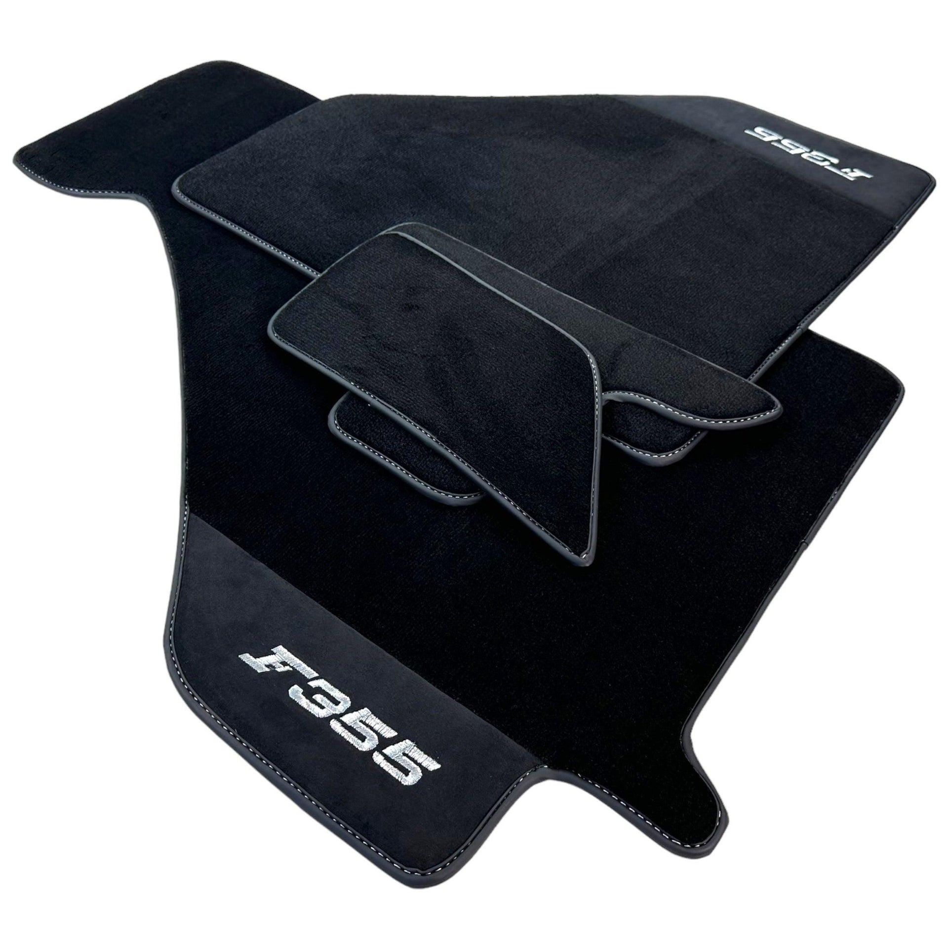 Black Floor Mats For Ferrari F355 1994-1999 With Alcantara Leather - AutoWin