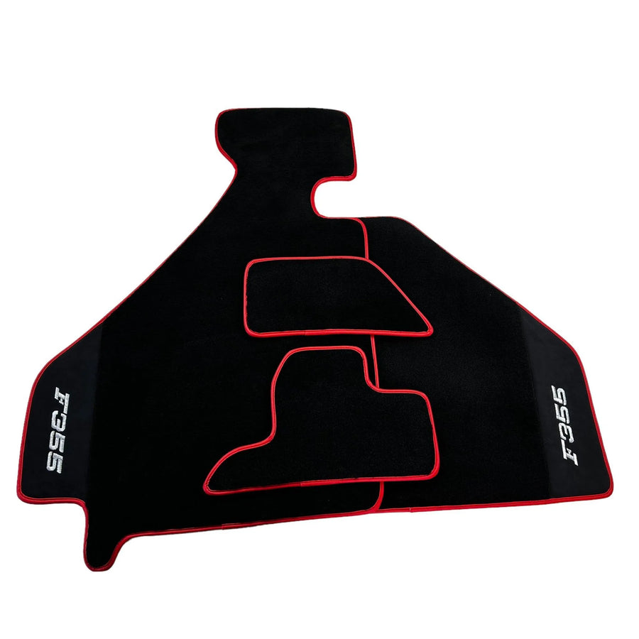 Black Floor Mats For Ferrari F355 1994-1999 With Alcantara Leather - AutoWin