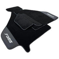 Black Floor Mats For Ferrari F355 1994-1999 With Leather - AutoWin
