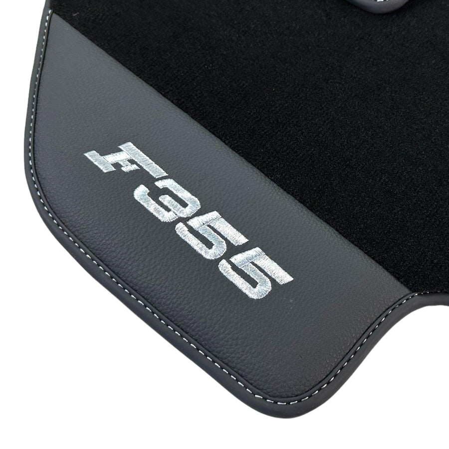 Black Floor Mats For Ferrari F355 1994-1999 With Leather - AutoWin