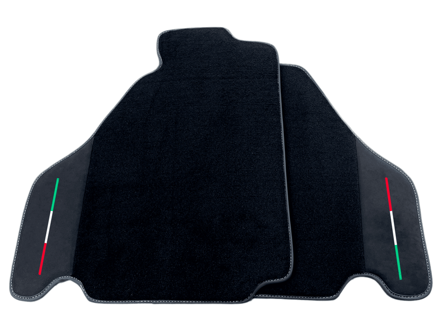 Black Floor Mats For Ferrari F430 2004-2009 With Alcantara Leather - AutoWin