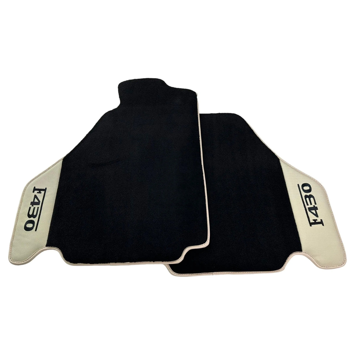 Black Floor Mats For Ferrari F430 2004-2009 With Beige Leather - AutoWin