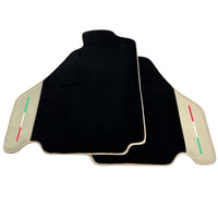 Black Floor Mats For Ferrari F430 2004-2009 With Beige Leather - AutoWin