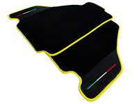 Black Floor Mats For Ferrari F430 2004-2009 With Carbon Fiber Leather Yellow Trim - AutoWin