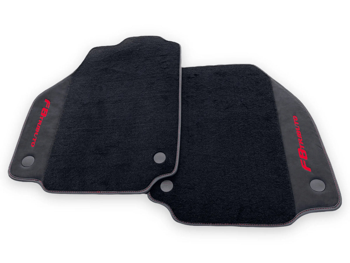Black Floor Mats For Ferrari F8 Tributo 2019-2022 With Alcantara Leather - AutoWin