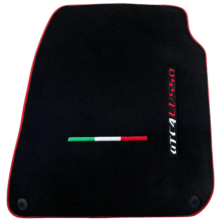 Black Floor Mats For Ferrari GTC4 Lusso (2016-2023) Italian Edition with Red Trim - AutoWin