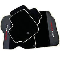 Black Floor Mats For Ferrari GTC4 Lusso (2016-2023) with Leather | Beige Trim - AutoWin
