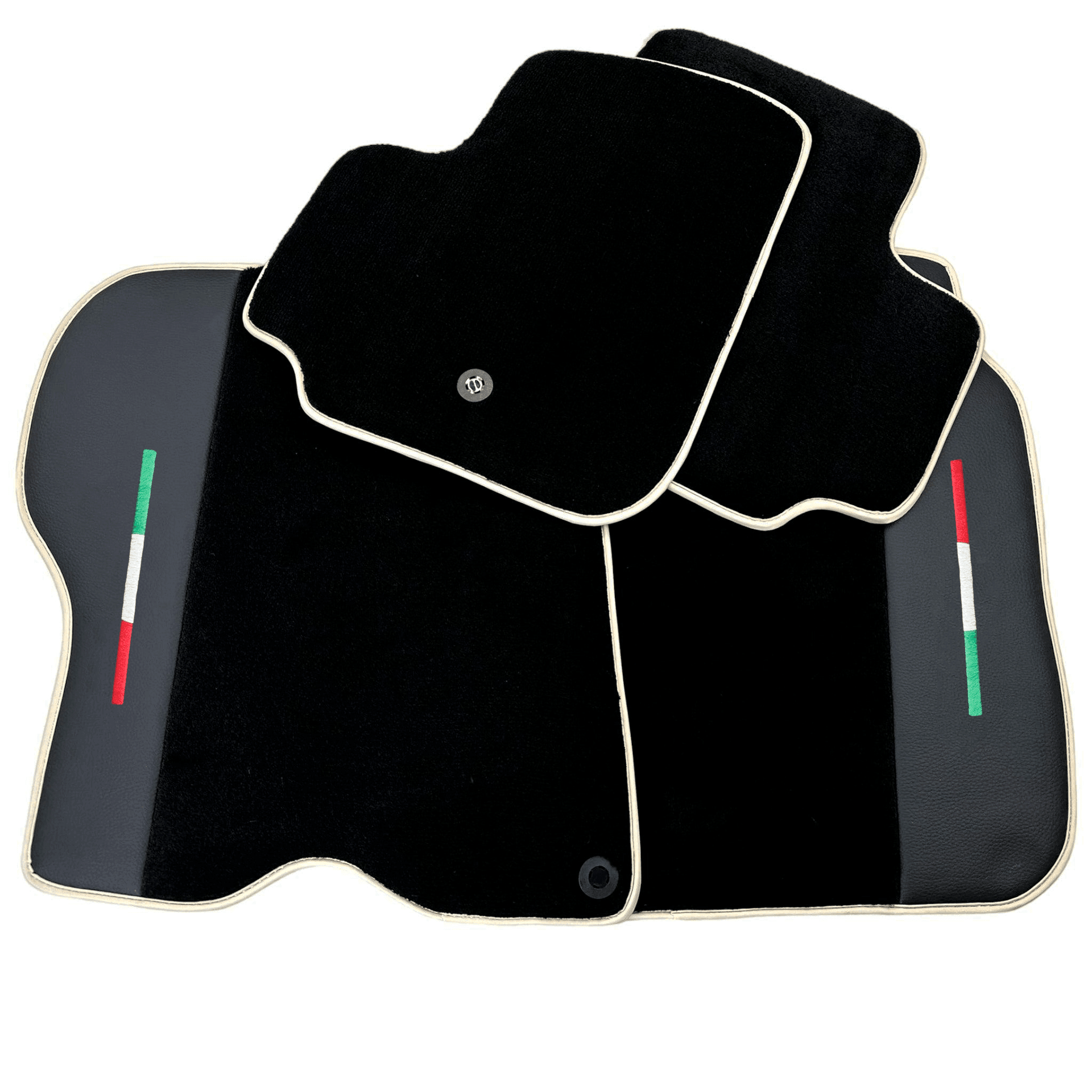 Black Floor Mats For Ferrari GTC4 Lusso (2016-2023) with Leather | Beige Trim - AutoWin