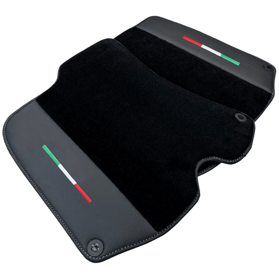 Black Floor Mats for Ferrari Portofino (2018-2023) with Leather - AutoWin